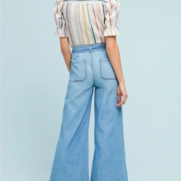 Anthropologie Light Blue Flare Jeans - Picture 2 of 13